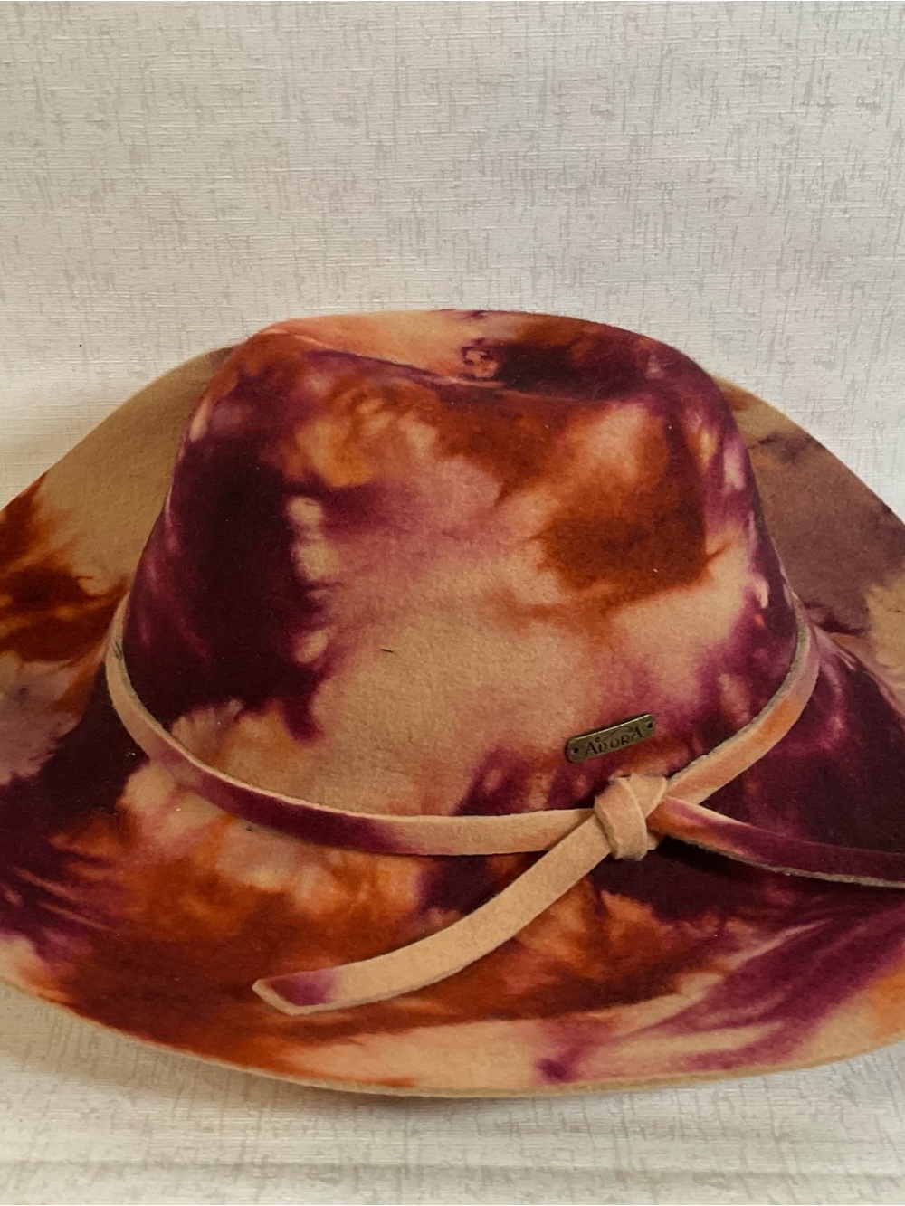 Adore Tie-Dye Wool Fedora Hat in Purple and Brown